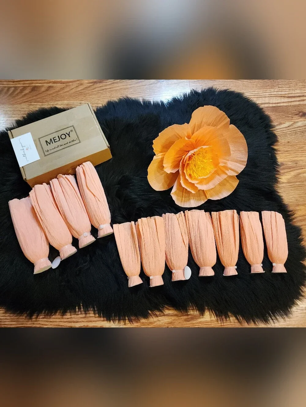 Set of 12 Peach Crepe Paper Flowers For Wedding, Birthday, Party